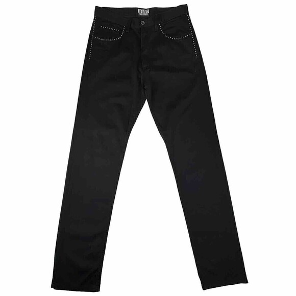 Iceberg Jeans 31 Vintage Black Jeans Rhinestone Trim Denim Y2K Glam - Picture 12 of 14